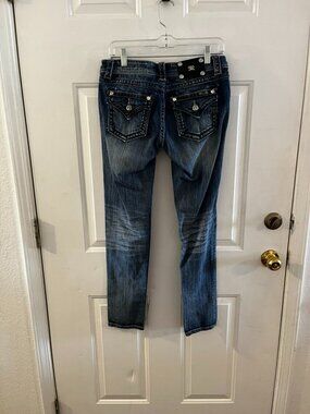 Miss Me Woman's Skinny # J55014s128 Blingy Mid-Rise Y2K Style Jeans Sz 28